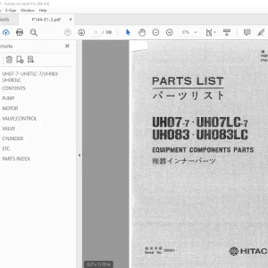 Hitachi UH07-7 UH07LC-7 UH083 UH083LC Parts Manual PN P144-E1-2 PDF