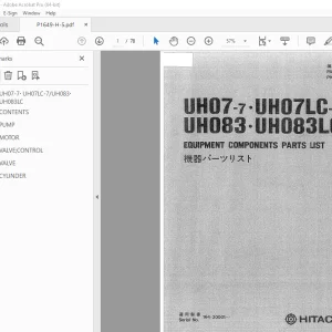 Hitachi UH07-7 UH07LC-7 UH083 UH083LC Parts Manual SN 164-20001 PDF