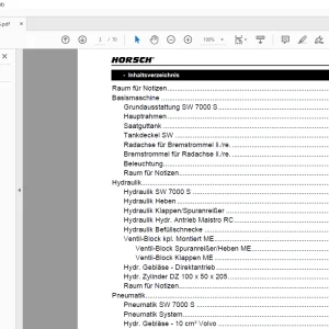 Horsch Sawagen sw7000s Ersatzeilliste Manual - PDF DOWNLOAD