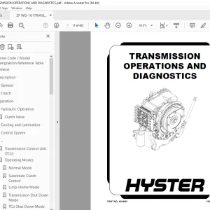 Hyster Transmission WG-161 Repair Manual - PDF DOWNLOAD