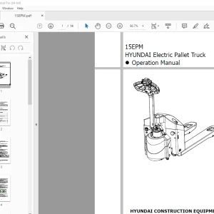 Hyundai Electric Pallet Truck Forklift 15EPM Operation Manual -  PDF DOWNLOAD