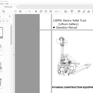 Hyundai Forklift 12EPML Electric Pallet Truck (Lithium battery) Operation Manual