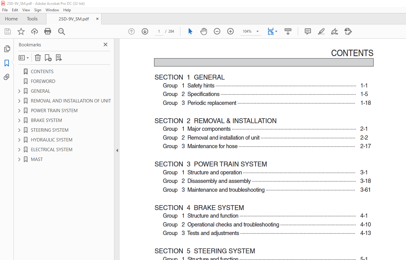 Hyundai Forklift 25/30D-9V, 35DN-9V Service Manual - PDF - HeyDownloads ...