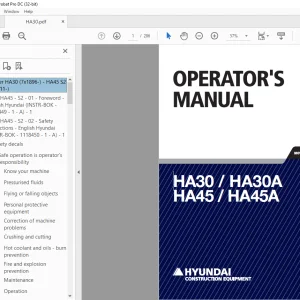 Hyundai HA30/HA30A HA45/HA45A Operation & Maintenance Manual - PDF DOWNLOAD
