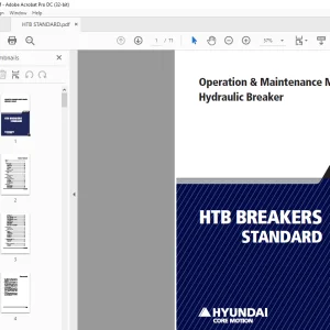 Hyundai HTB BREAKERS STANDARD Hydraulic Breaker Operation & Maintenance Manual