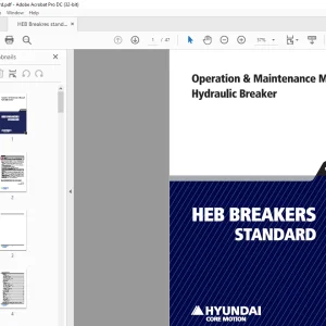 Hyundai HTB BREAKERS STANDARD Hydraulic Breaker Operation & Maintenance Manual PDF
