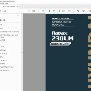 Hyundai Hydraulic Excavator Robex 230L Operator's Manual 2023 - PDF DOWNLOAD