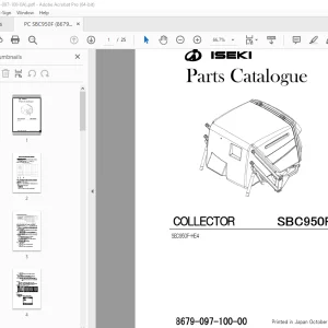 ISEKI Agricultural SBC950F Parts Manual  - PDF DOWNLOAD