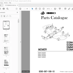 ISEKI Mower SSM48 SSM54 SMM54 SSM60 Parts Manual 8595-097-190-10 PDF