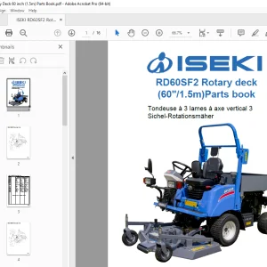 ISEKI RD60SF2 Rotary Deck 60 inch (1.5m) Parts Manual - PDF DOWNLOAD