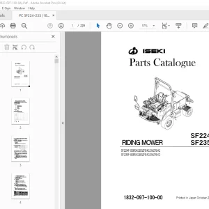 ISEKI Riding Mower SF224F SF235F Parts Manual - PDF DOWNLOAD
