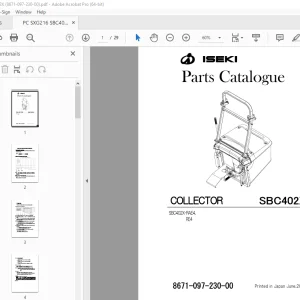 ISEKI SBC402X Collector Parts Manual 8671-097-230-00 - PDF DOWNLOAD