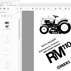 ISEKI TX Tractor RX110 Rotary Mower Parts Manual - PDF DOWNLOAD