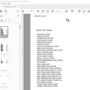 ISEKI Tractor SF303 / SF333 chassis Parts Manual - PDF DOWNLOAD