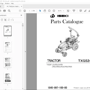 ISEKI Tractor TXGS24F Parts Manual 1845-097-100-00 - PDF DOWNLOAD