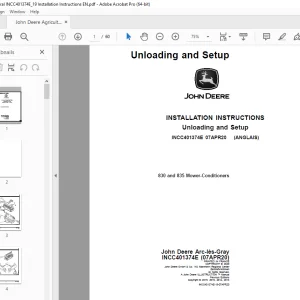 John Deere 830 & 835 Mower-Conditioners Installation Instruction Manual PDF
