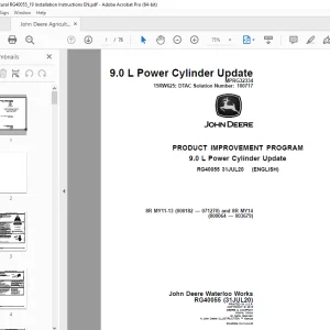 John Deere 8R MY11-13 & 8R MY14 9.0 L Power Cylinder Installation Manual PDF