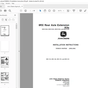 John Deere 8RX Rear Axle Extension 8RX 310, 8RX 340, 8RX 370 & 8RX 410 Installation Manual PDF