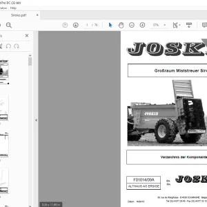 Joskin Großraum Miststreuer Siroko Ersatzteilhandbuch - PDF