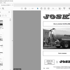 Joskin Slurry tanker EUROLINER 20286/180 Parts Manual-  PDF DOWNLOAD