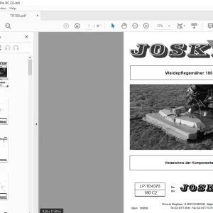 Joskin Weidepflegemäher TR180 Ersatzteilhandbuch - PDF DOWNLOAD