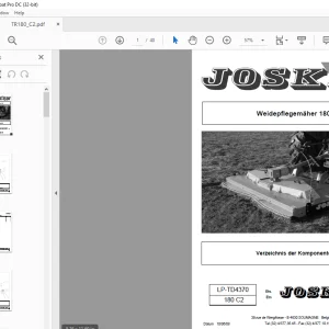 Joskin Weidepflegemäher TR180 Ersatzteilhandbuch -  PDF DOWNLOAD