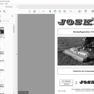Joskin Weidepflegemäher TR270 Ersatzteilhandbuch - PDF DOWNLOAD