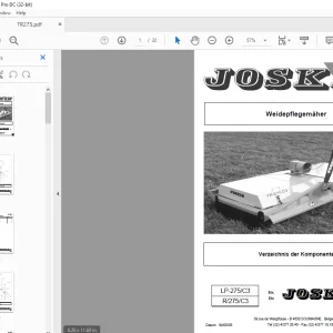 Joskin Weidepflegemäher TR275 Ersatzteilhandbuch - PDF DOWNLOAD