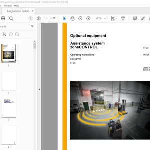 Jungheinrich Forklift Assistance System zoneCONTROL Operating Manual 51733401 PDF
