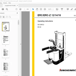 Jungheinrich Forklift EJE 20/22/25 -R 20/22 Operating Manual 10003712 PDF