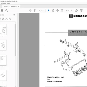KONGSKILDE 2800 L TS harrow Parts Manual - PDF DOWNLOAD