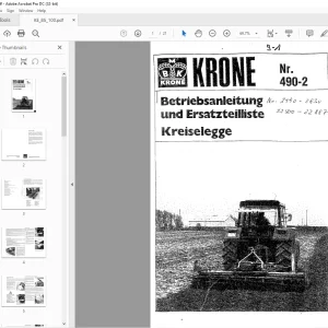 KRONE Kreiselegge Betriebsanleitung und Ersatzteilliste Manual - PDF