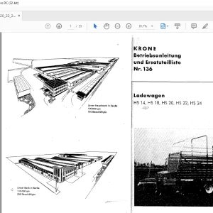 KRONE Ladewagen HS14 HS18 HS20 HS22 HS24 Betriebsanleitung Und Ersatzteilliste Manual