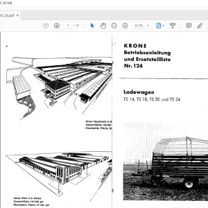 KRONE Ladewagen TS 14, TS 18, TS 20 und TS 24 Betriebsanleitung und Ersatzteilliste Manual