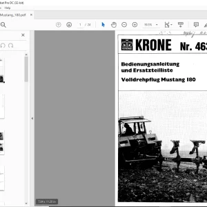KRONE Mustang 180 Bedienungsanleitung und Ersatzteilliste Manual