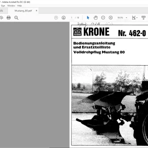 KRONE Mustang 80 Bedienungsanleitung und Ersatzteilliste Manual PDF