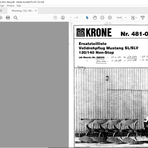 KRONE Mustang SL/SLV 120/140 Non-Stop Ersatzteilliste Manual