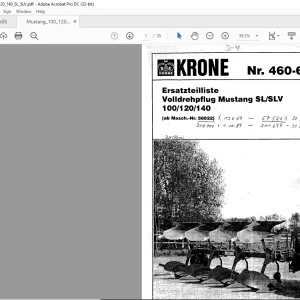 KRONE Mustang SL/SLY 100/120/140 Ersatzteilliste Manual  - PDF DOWNLOAD