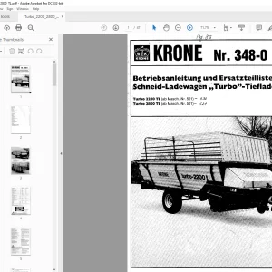 KRONE Schneid-Ladewagen ,,Turbo''-Tieflader Turbo 1100 TL Turbo 1800 TL Betriebsanleitung und Ersatzteilliste Manual