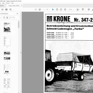 KRONE Schneid-Ladewagen ,, Turbo''Turbo 1500 Turbo 3100 Turbo 1500 T Turbo 3100 T Ersatzteilliste Manual