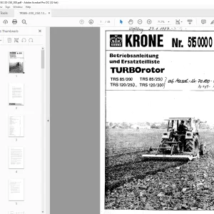 KRONE TURBOrotor TRS 85/200 Betriebsanleitung und Ersatzteilliste Manual