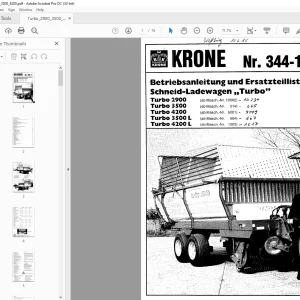 KRONE Turbo 2900 Turbo 3 500 Turbo 4200 Turbo 3 500 L Turbo 4200 L Schneid-Ladewagen ,, Turbo''·Betriebsanleitung und Ersatzteilliste Manual