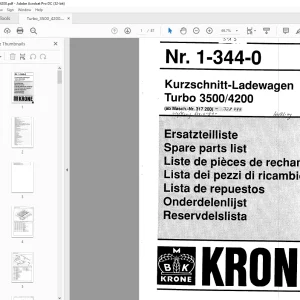 KRONE Turbo 3500/4200 Kurzschnitt-Ladewagen Ersatzteilliste Manual