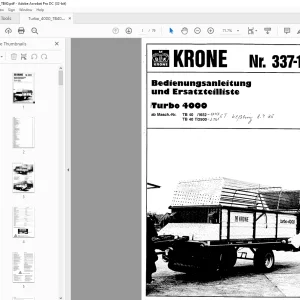 KRONE Turbo 4000 Bedienungsanleitung und Ersatzteilliste Manual - PDF
