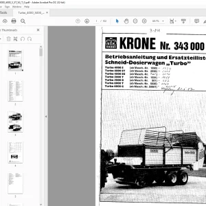 KRONE Turbo 4000 s 4000 ST  4000 SG 5000T 5000G 6000T 6000G  Bedienungsanleitung und Ersatzteilliste Manual