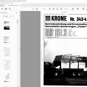 KRONE Turbo 4000 s Turbo 4000 ST Turbo 5000T Turbo 5000G Turbo 6000T Turbo 6000G  Bedienungsanleitung und Ersatzteilliste Manual