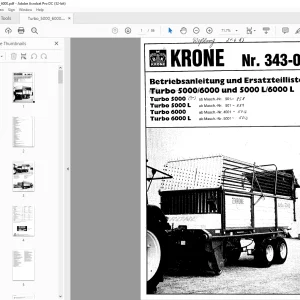 KRONE Turbo 5000/6000 und 5000 L/6000 L Turbo 5000 Turbo 5000 L Turbo 6000  Turbo 6000 L Bedienungsanleitung und Ersatzteilliste Manual