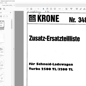 KRONE fur Schnelid-Ladewaaen Turbo 2500 TL/3200 TL Ersatzteilliste Manual