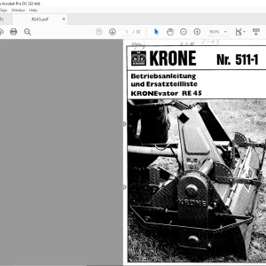 KRONE vator RE 450 Betriebsanleitung und Ersatzteilliste Manual