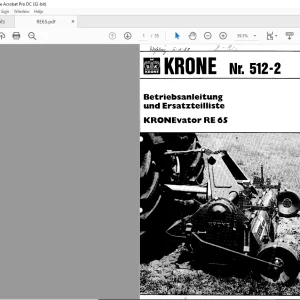 KRONE vator RE 65 Betriebsanleitung und Ersatzteilliste Manual - PDF